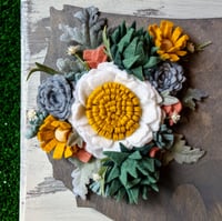Image 3 of Wood USA with Gray Succulent Felt Flowers
