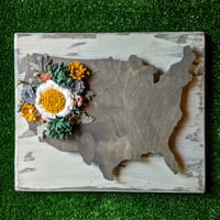 Image 1 of Wood USA with Gray Succulent Felt Flowers