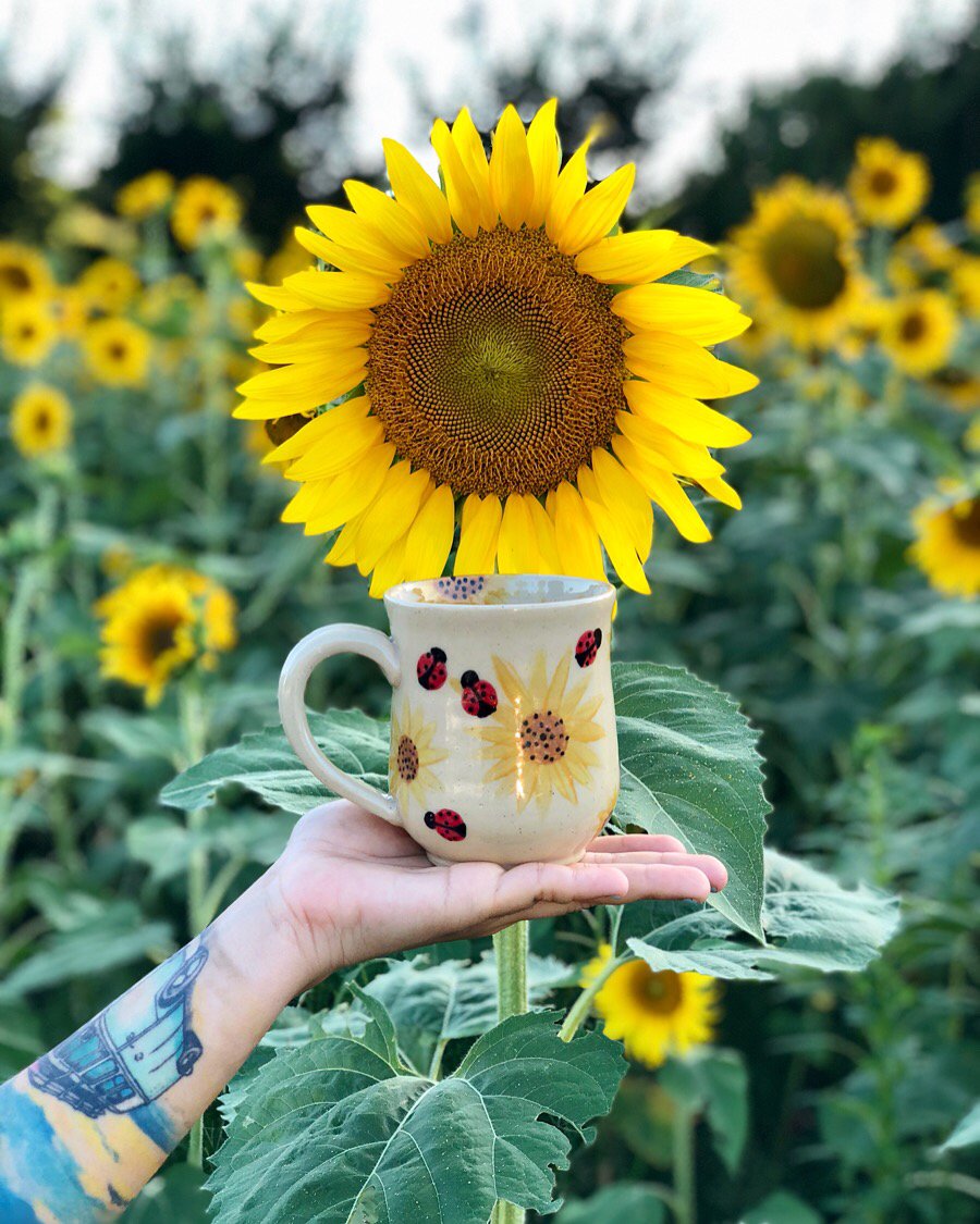 Image of Hand Painted Ladybug/Floral Mug Pre-Order (read description carefully)