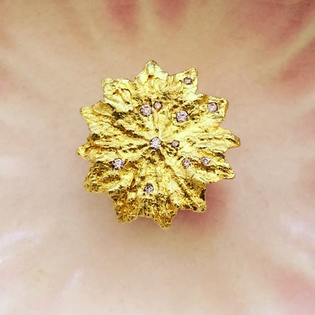 Pink Poppy / Diamond Earring