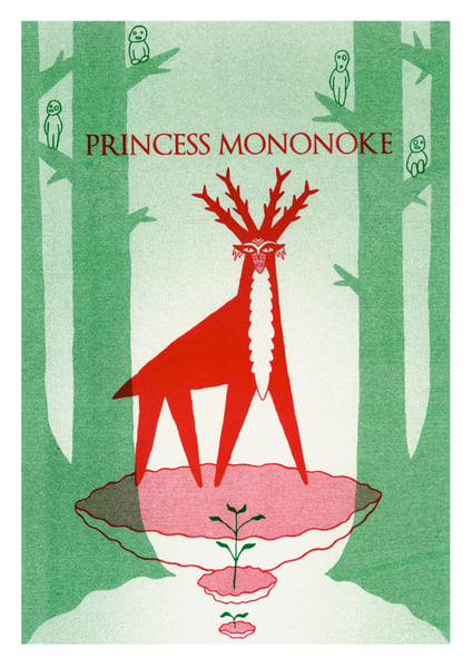 Image of Princess Mononoke Riso Print