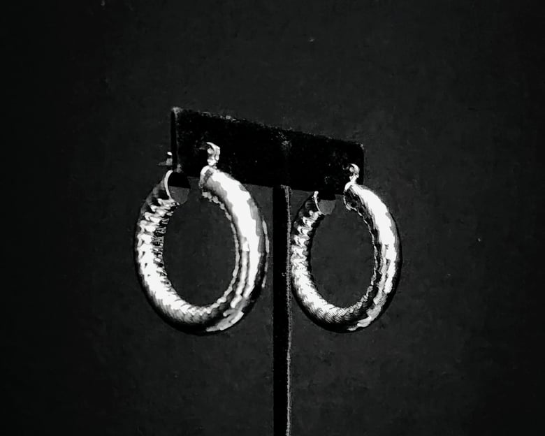 Image of Silver Hollow Medium Pierced Hoops 