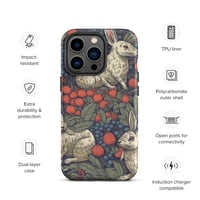 Image 21 of Boho Nature Cottagecore Inspired White Rabbits Among Berries Tough Case for iPhone®