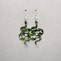 Olive Celestial Snake Earrings