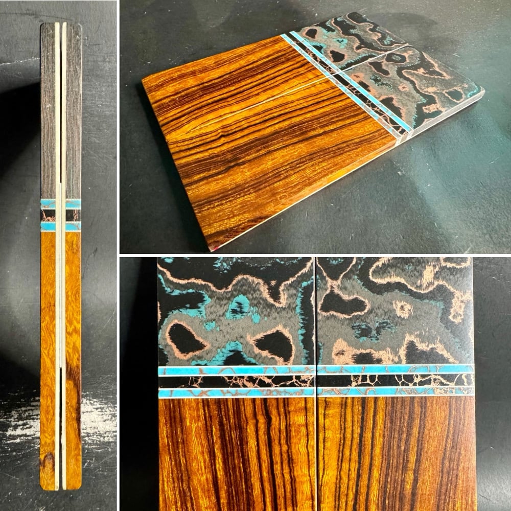 Image of Camo Carbon & Desert Ironwood Segmented Knife Scales