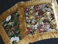 Image 3 of Japanese gold crane fabric cushion cover 