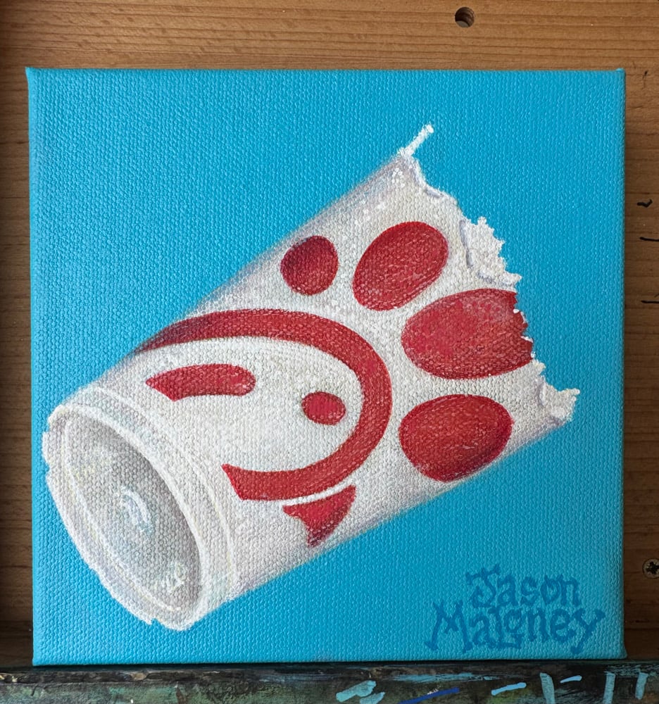 Chick-fil-la styrofoam cup painting on Canvas!