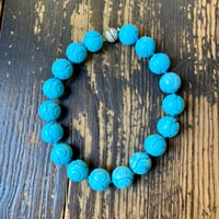 Image 4 of Magnesite Turquoise Shou Chinese Beaded Necklace