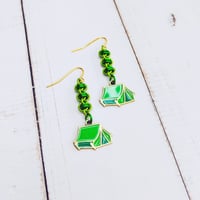 Green Camping Tent Earrings 