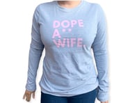 Grey long sleeve shirt (pale pink print)