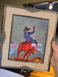 Image 1 of Riding Horseback in Oranges and Blues Framed Print