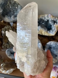 Image 6 of Etched Face Clear Quartz Statement Piece #1068