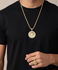 Image 1 of Chunky 50 Pesos Coin Ring & Pendant Set | Rope Chain 22” |Coin Necklace/Matching Ring