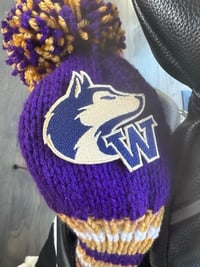 Image 4 of Washington HUSKIES custom Golf Club Cover hand knit logo College football fan  gift