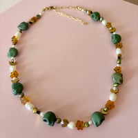 Image 3 of Green Skull and Flower One of a Kind Necklace
