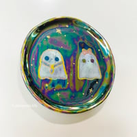 Image 3 of Couple Ghosts Trinket Dish with rainbow effect (3.9 Inches Diameter)