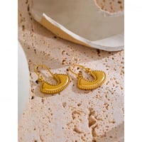 Image 1 of ARELY Boho Scolloped 18ct Gold Dangle Earrings