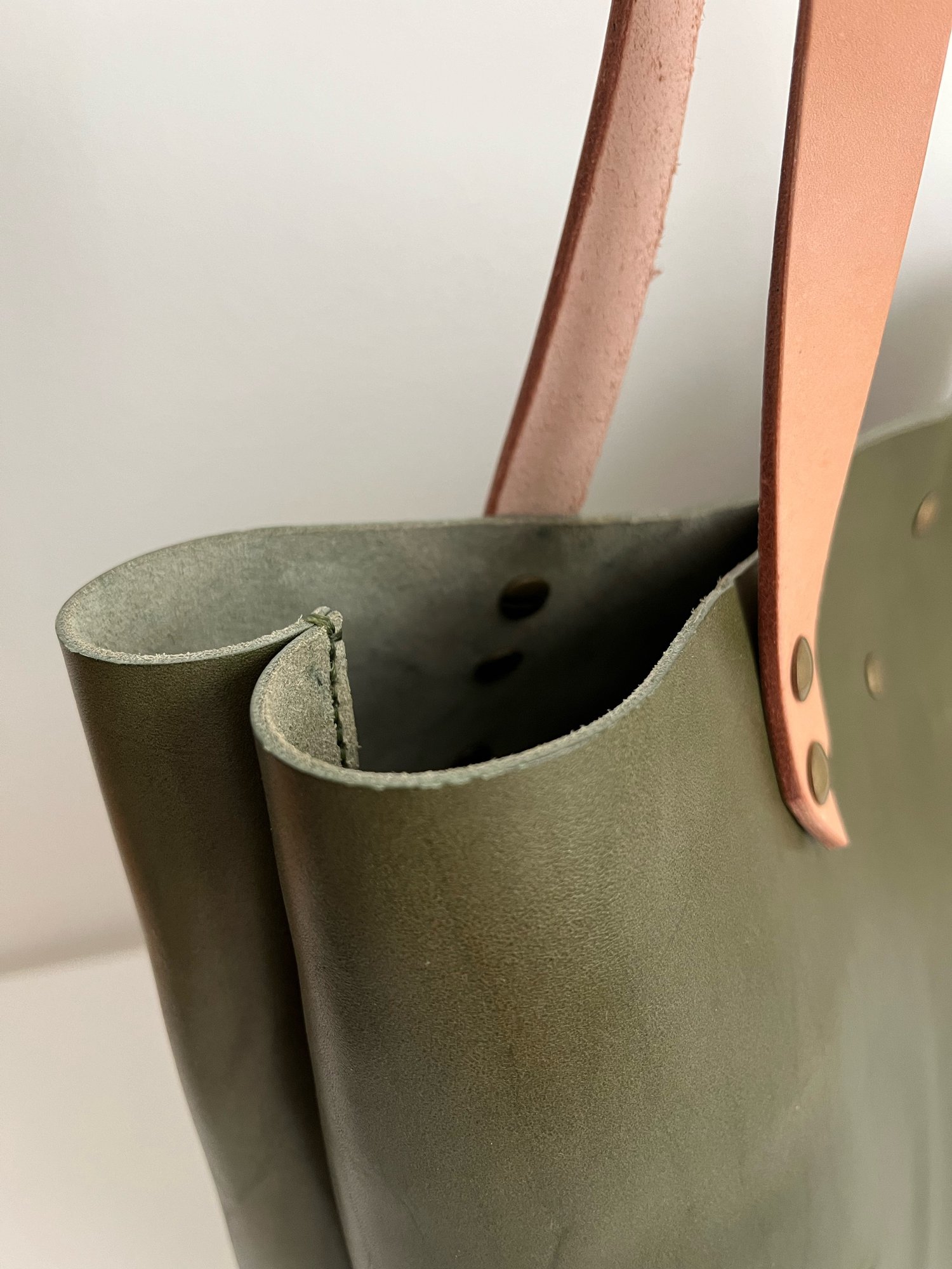 Image of Olive Green Italian Vachetta Carry-all Tote