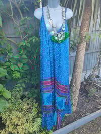 Image 20 of PEFKOS MAXI DRESS Blue red- Sise 10-18 uk