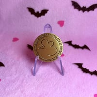 Image 2 of 1.5 Inch Mouse symbol - Antique Gold Plated Finish Pin