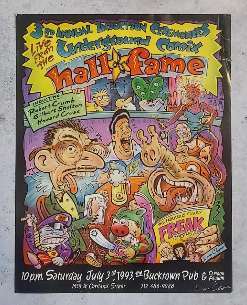 Underground Comix Hall of Fame Poster (1993) - SIGNED by Gilbert Shelton, Howard Cruse, & Dan Clyn