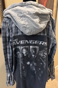 Vintage Gray/Blue Hoodie Flannel Shirt The Avengers