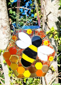Fused Glass Honeycomb Bee Panel (smooth)