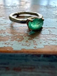 Image 13 of emerald ring with twig band . size 7