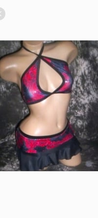 Image 1 of Red Rose Hologram 3 PC Skirt Set