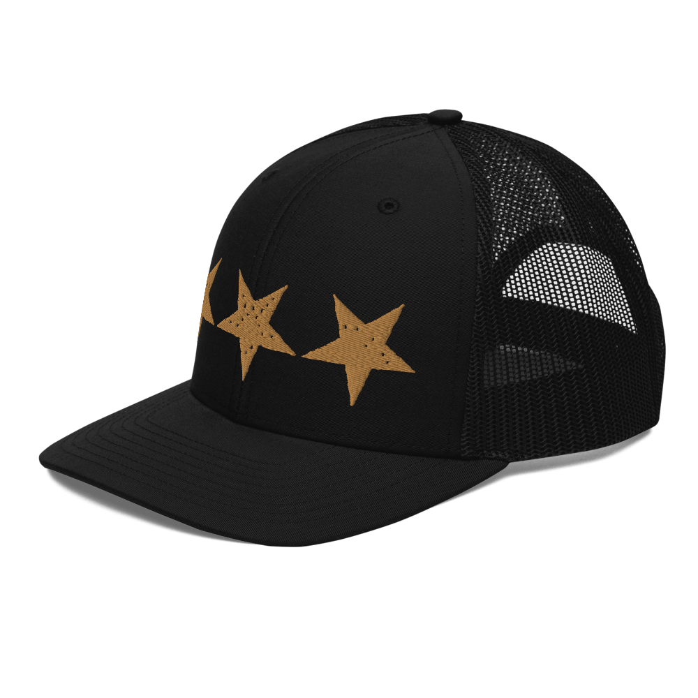 Image of Cult League 3-Stars Trucker Cap (Gold-On-Black)