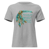 Image 3 of Listen to the Wind It Talks Feather Tee – Turquoise Western Boho Inspirational Cowgirl Shirt