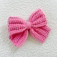 Image 2 of CROCHET BOW - BARBIE PINK