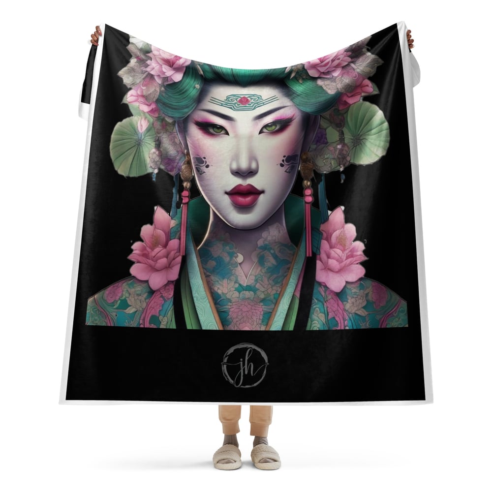 Sherpa Blanket Pink and Green Geisha