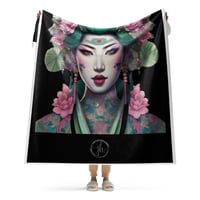Sherpa Blanket Pink and Green Geisha