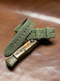 Image 2 of Tapered Hand-rolled single piece watch strap - Sanded Military Green