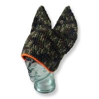 Image 2 of Dark Camo Ear Beanie with Orange Trim
