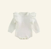Frill Long Sleeve Knit Romper