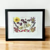 Calendula, Veronica, Mum, Cosmo, Pansies & Nandina Wildflower Art In 8" X 10" Frame (Item# 2023078)