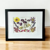 Image 3 of Calendula, Veronica, Mum, Cosmo, Pansies & Nandina Wildflower Art In 8" X 10" Frame (Item# 2023078)
