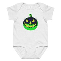 Image 3 of Baby Jersey Onesie - Jack O Lantern Vintage Green-Black