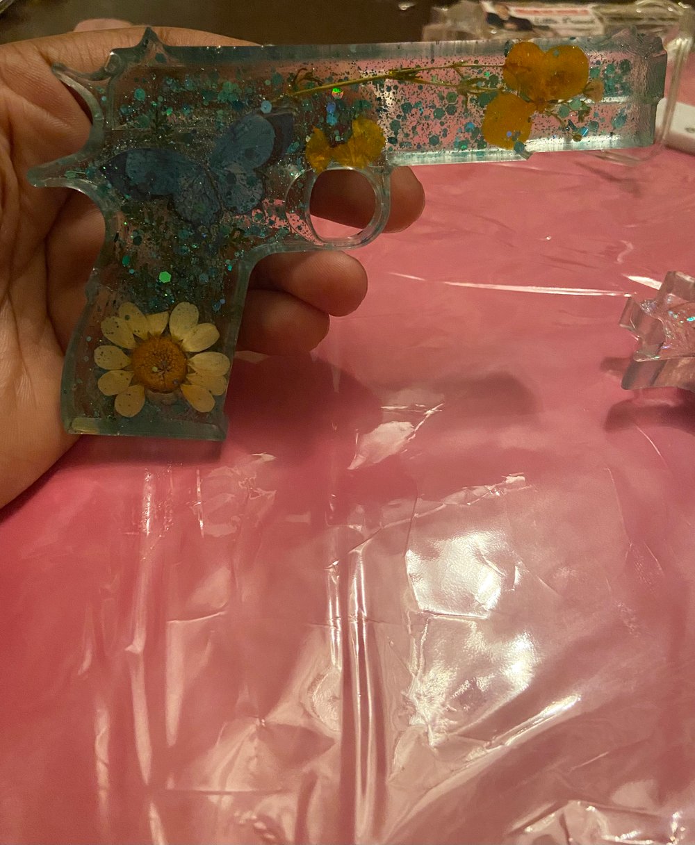 Image of Blue glitter Decorated gun or Pink glitter decorated gun