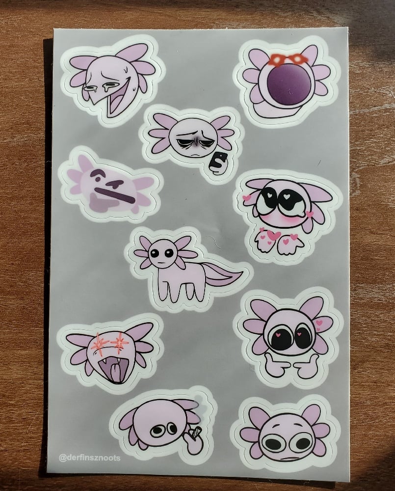 Axolotl discord emoji sticker sheet