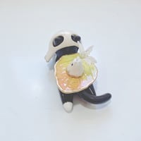 Image 6 of Tuxedo cat glow in dark ghost ring holder ceramic figurine