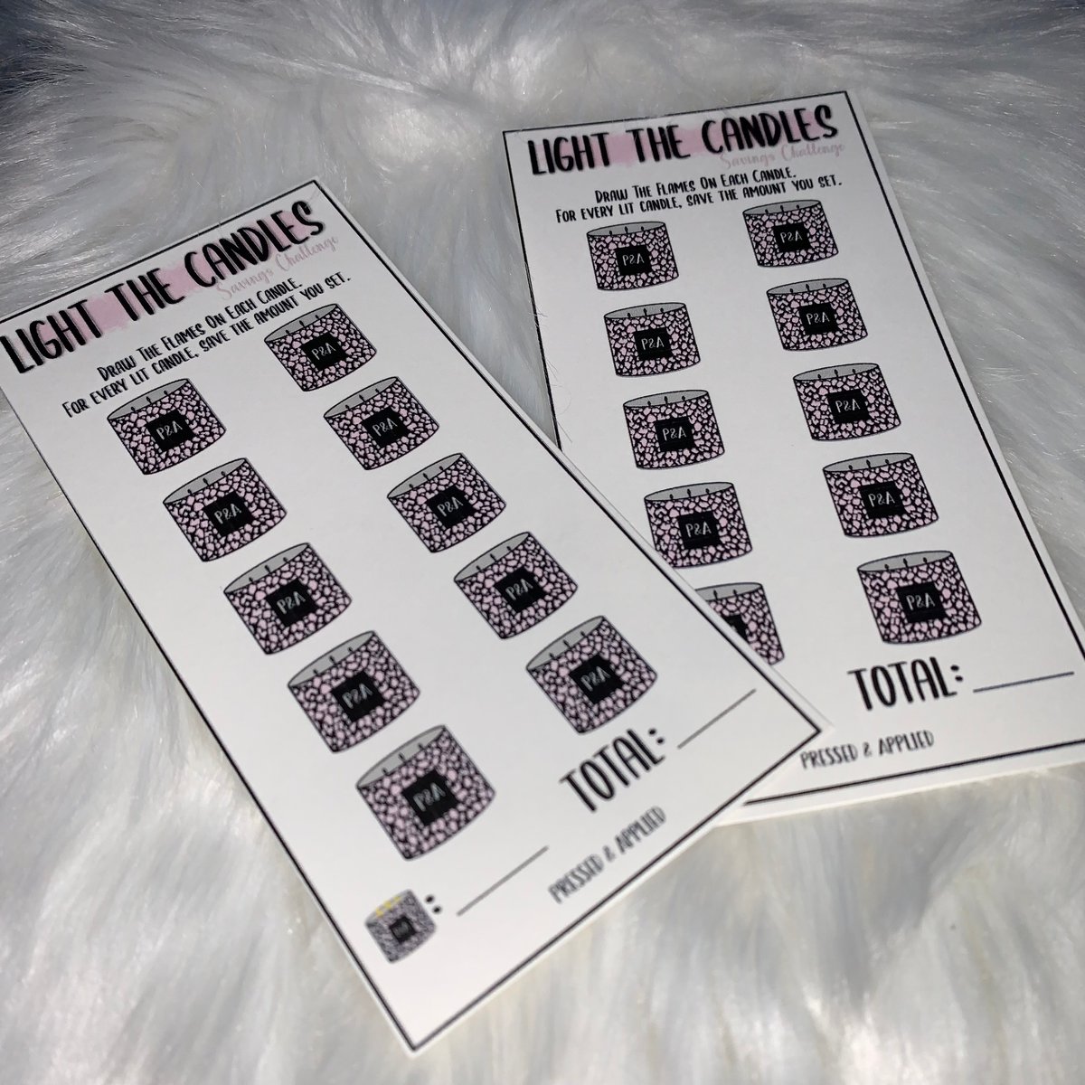 Candles Savings Challenge Pressed & Applied