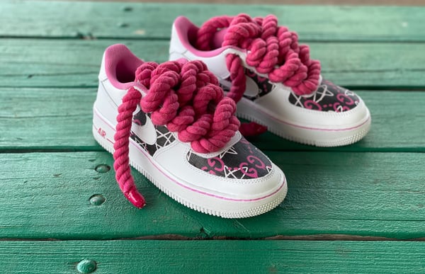 Image of Custom Black & Pink G Nike Air Force One 