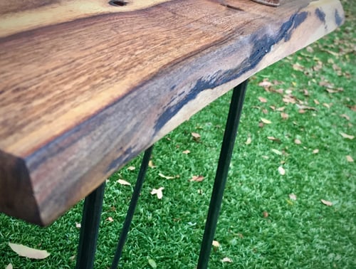 Image of Claro walnut wood/ red resin side table