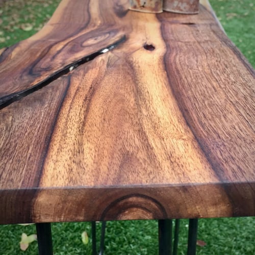 Image of Claro walnut wood/ red resin side table