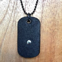 Image 2 of Black leather dog tag necklace with Hemp design