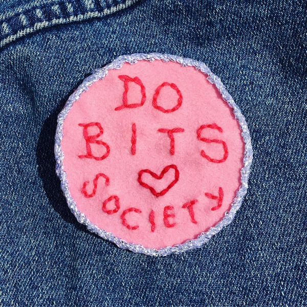 Image of "DO BITS SOCIETY" Love Island Inspired Hand-Embroidered Felt Patch