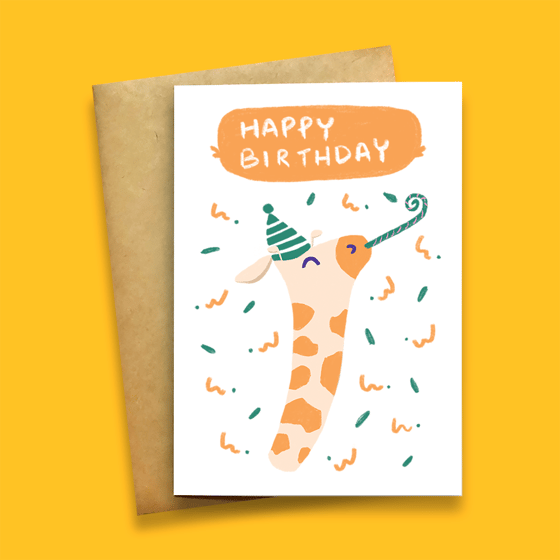 Image of Giraffe birthday card